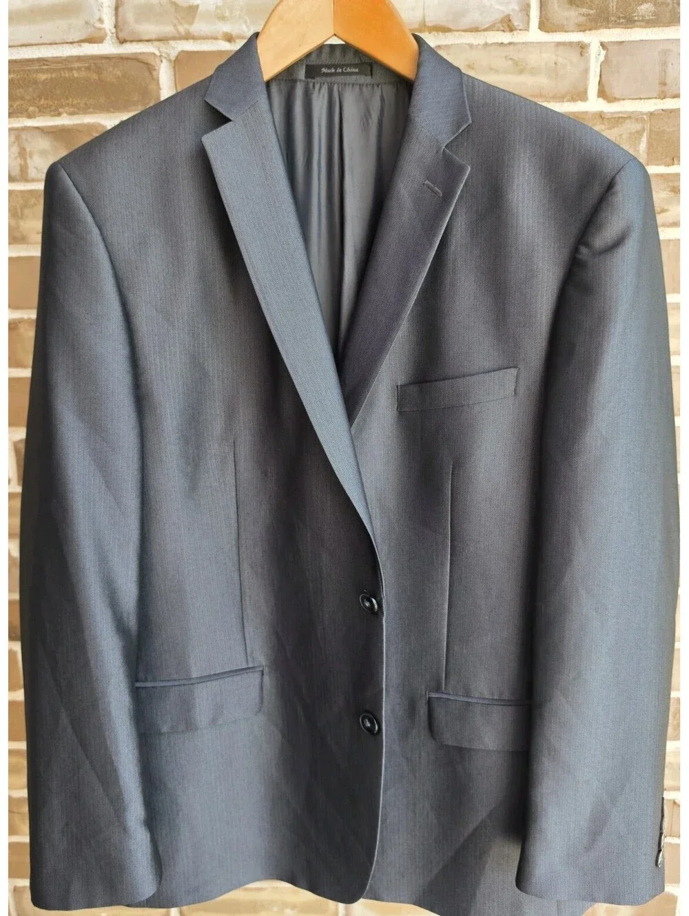 Calvin Klein Mens Blazer 46R Gray Herringbone 2 Button Sport Coat Suit Jacket